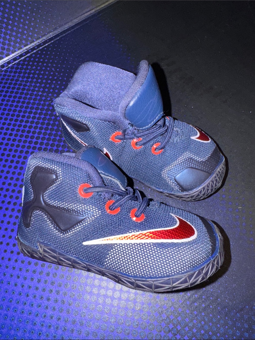 Nike Kids Navy and Red LeBron High-Top Sneakers